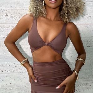 Marina Maxi Skirt & Crop - Chocolate